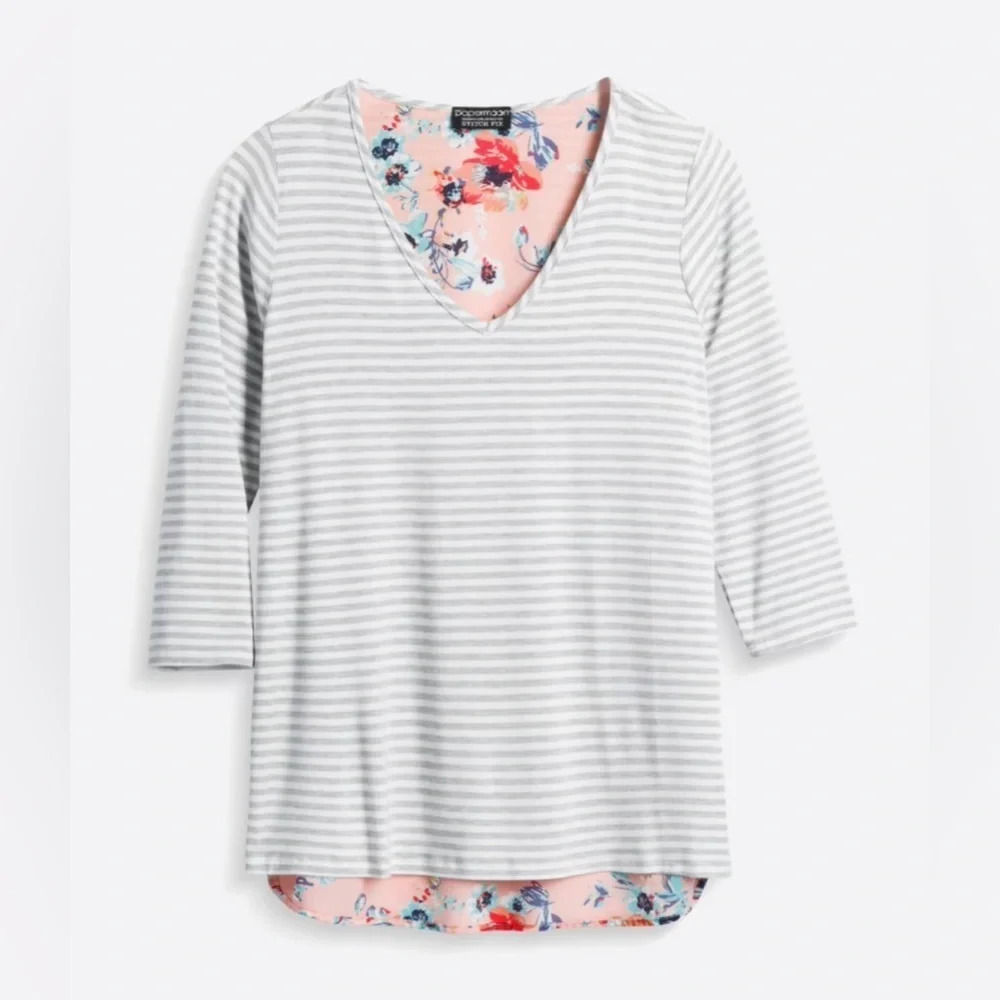 Papermoon Floral and Stripe Waterfall Back, Pattern Mix Top, Stitchfix, casual - Picture 2 of 9